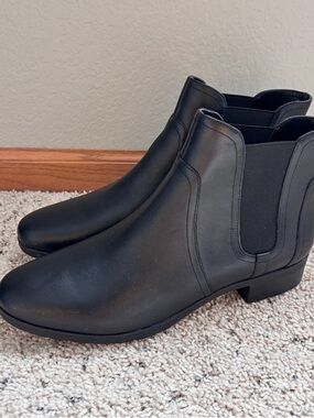 Easy Spirit Black Esnalli Chelsea Leather textile Ankle Boots women’s 11M
